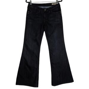 Karmel & Alden Vintage Jeans Kate Flare Wide Leg Dark Wash Low Rise Size 28
